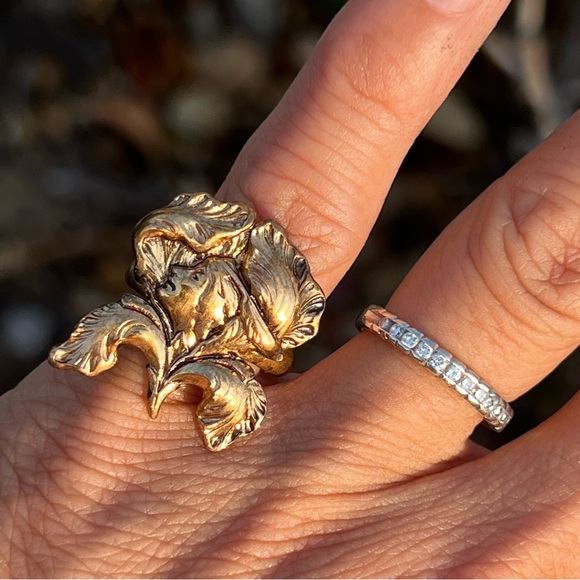 Vintage Art Nouveau Adjustable Lady Rings – Estate Gold-Plated – Size 4 to 8 - Picture 5 of 7